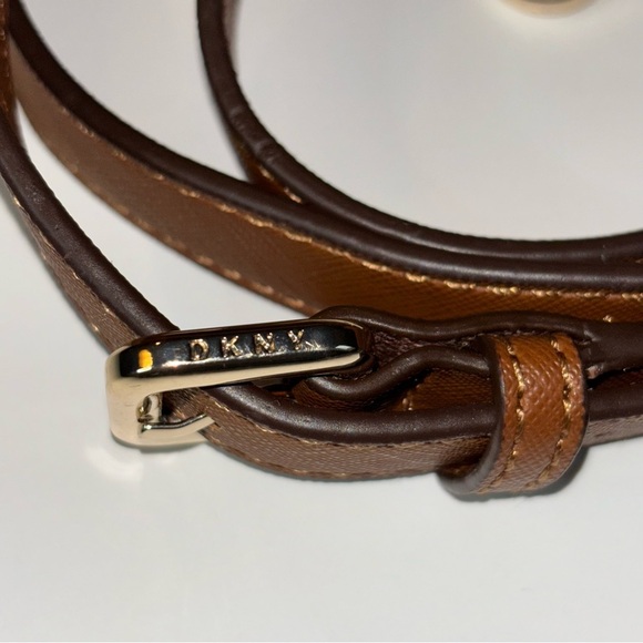 DKNY Brown Saffiano Leather Replacement Adjustable Crossbody Strap - Picture 1 of 5